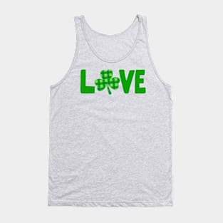 Love, Green typography with a green plaid shamrock Tank Top